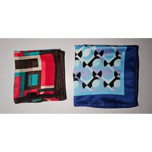 Vintage Set Of 2 Geometric Square And Rectangular Scarves - Picture 1 of 5